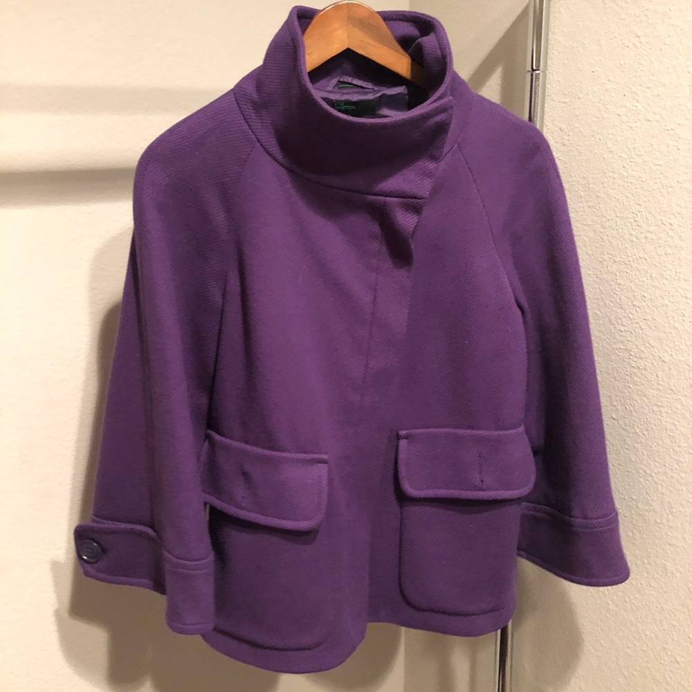 United Colors of Benetton Purple Wool Coat Size 2